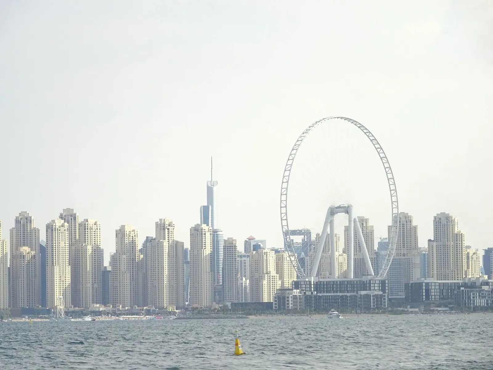 Dubai city skyline panorama at golden hour