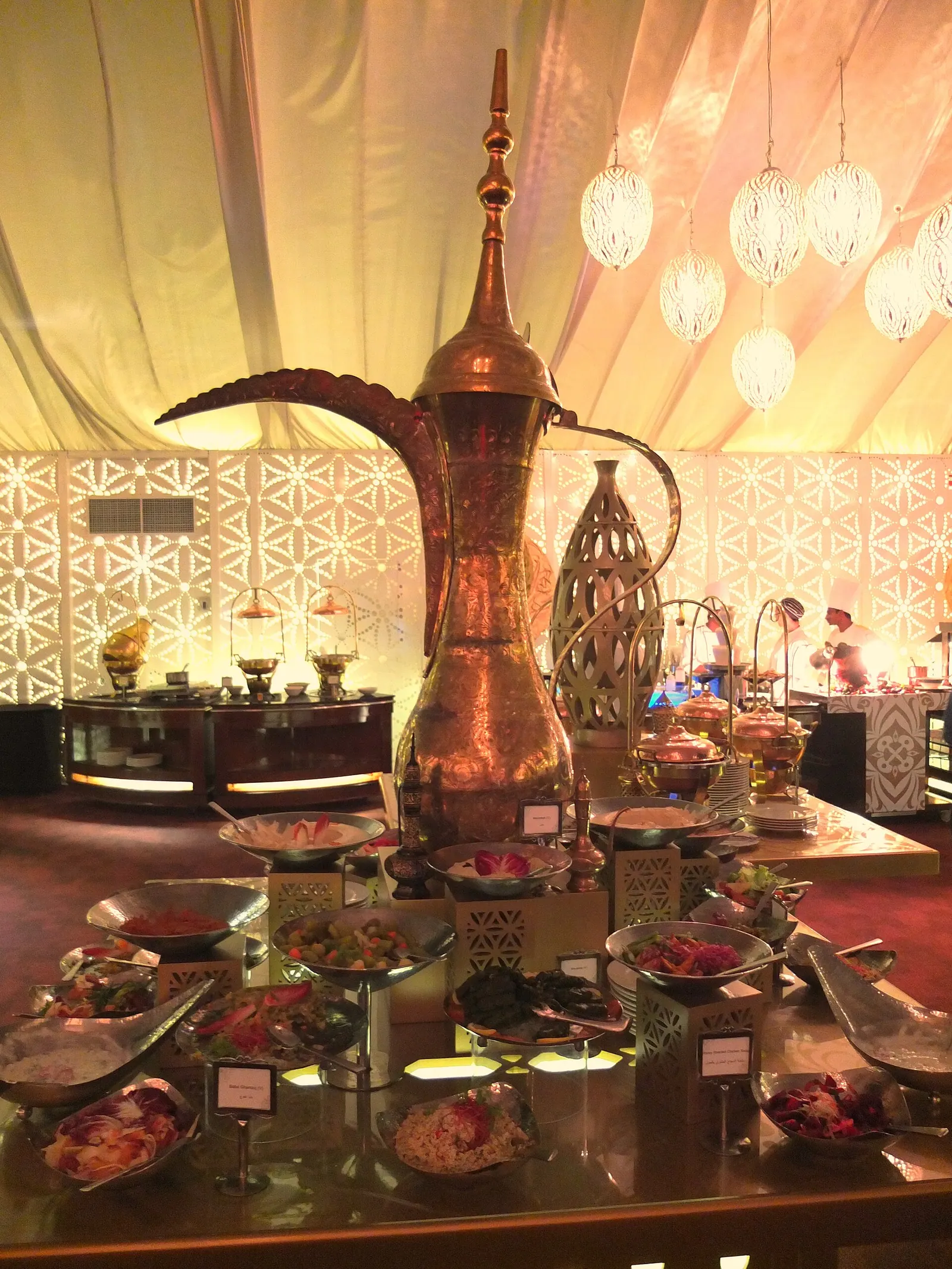 Traditional iftar spread at a Dubai hotel during Ramadan